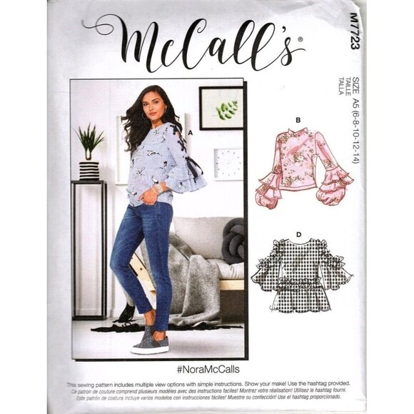 McCall's M7723 Misses 6 to 14 Embellished Sleeve Top Uncut Sewing Pattern - Picture 1 of 2